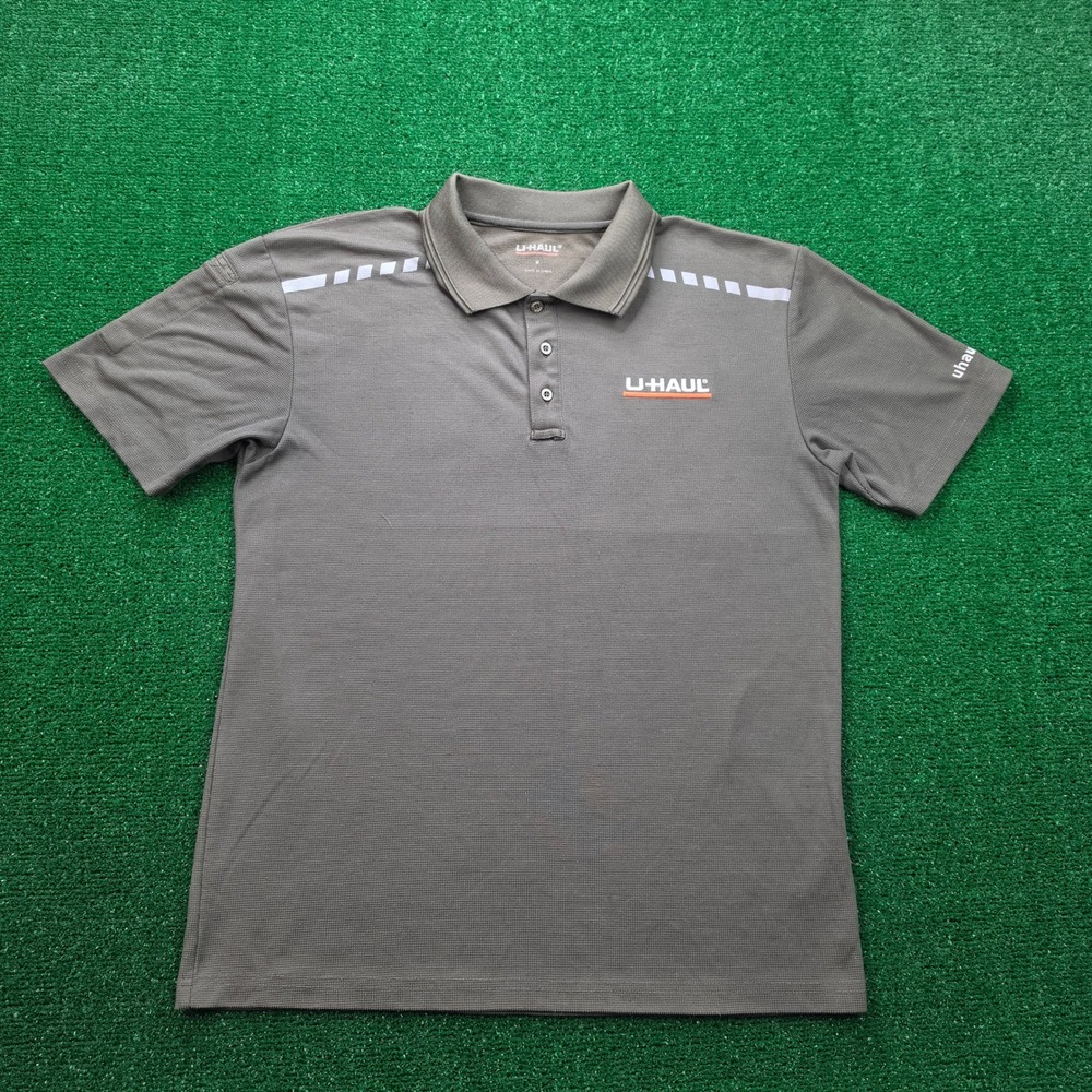 U-Haul Employee Polo Shirt Mens Medium Brown Olive Short Sleeve Uniform Work
